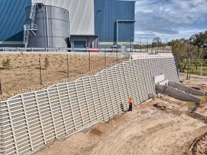 Concrib Crib wall aerial photography at Berrinbah Queensland