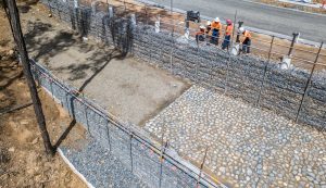 Concrib Springfield West Gabion Wall Construction Aerial Video