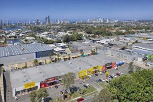 drone photography of large format commercial building at Upton St, Bundall