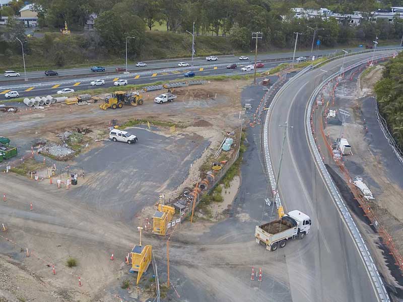 Drone photography HS Roads M1 interchange Brisbane